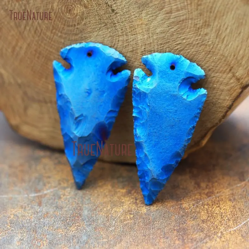 Новая мода с голубым покрытием кремневая подвеска титановая Гальваническая молотая наконечник стрелы ожерелье кулон в 60*30 мм PM8215