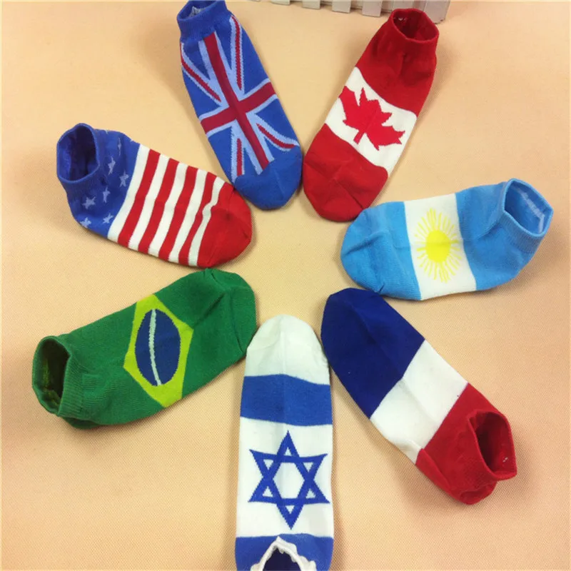 Для маленьких мальчиков детские комплекты носки Лидер продаж Повседневное на весну-осень Размеры для отдыха, европейский размер 35-40, с низким вырезом Флаг Экипажа Хлопковые короткие носки
