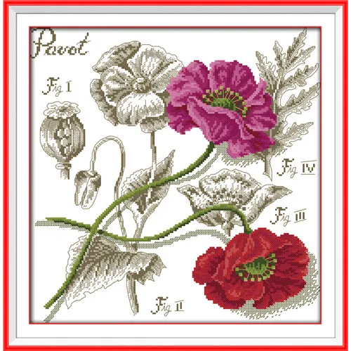 H527 Everlasting love Roses Poppy Китайский Набор для вышивки крестом экологический хлопок прозрачный Печатный 11 DIY подарок Рождественское украшение - Цвет: H527