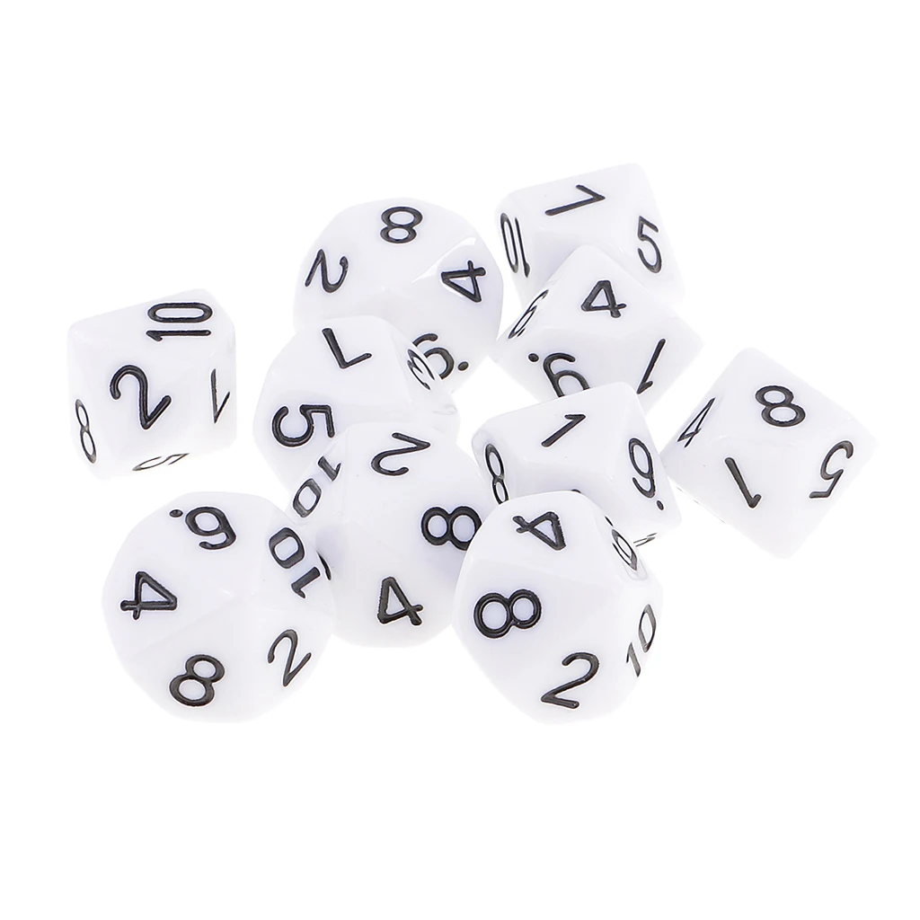 20x Acrylic Dice Set Polyhedral D10 10 Sided 16mm for DND MTG TRPG Board Game Toy Gift