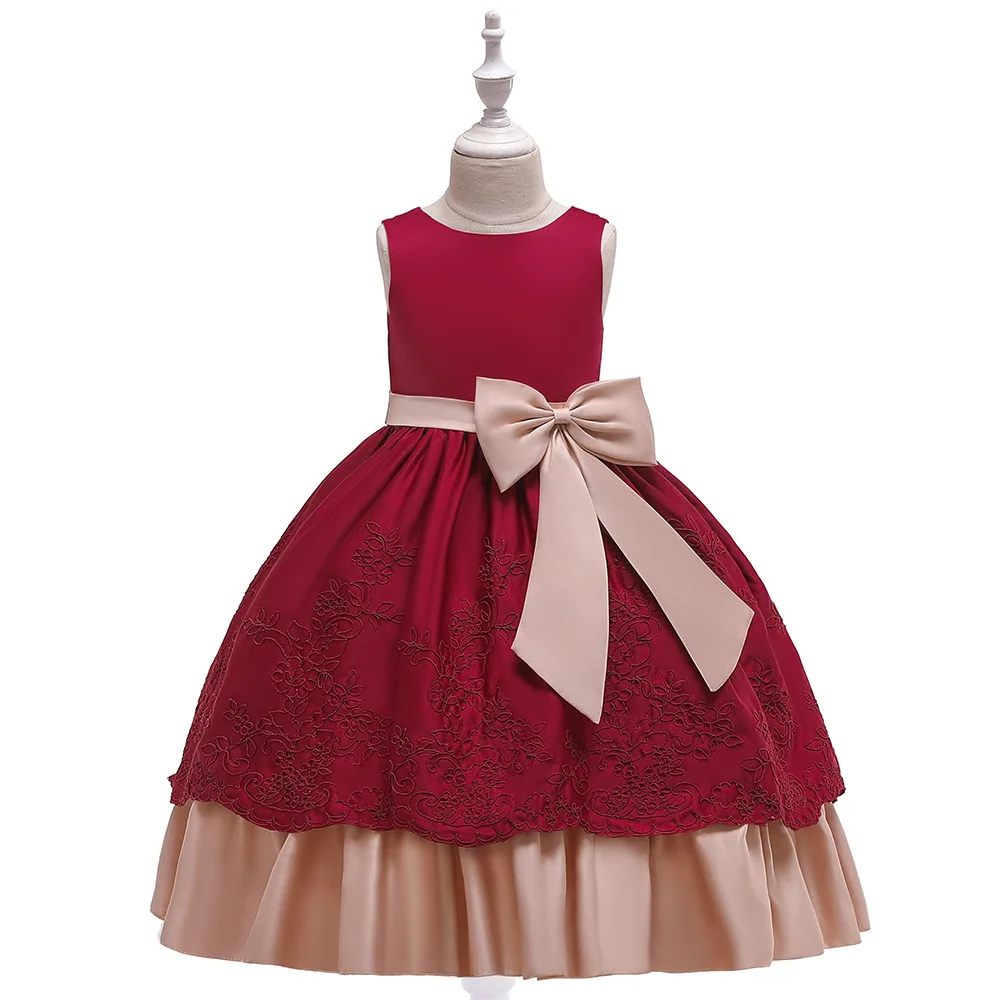 Vestidos Summer Kids Dresses for Girls Satin Wedding Dress Embroidery Girls Elegant Princess Dresses Evening Party Dresses 2019 Vestidos Summer Kids Dresses for Girls Satin Wedding Dress Embroidery Girls Elegant Princess Dresses Evening Party Dresses 2019