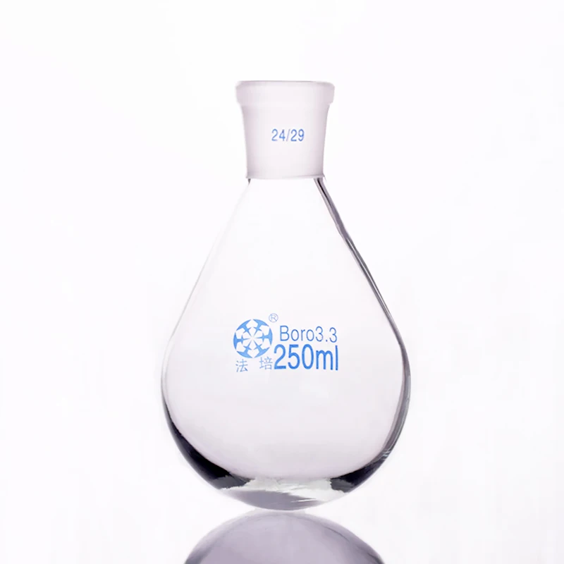 

Flask eggplant shape,short neck standard grinding mouth,Capacity 250ml and joint 24/29,Eggplant-shaped flask