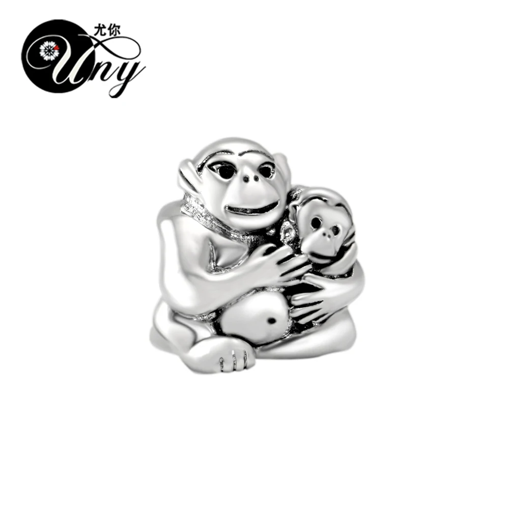 

UNY Unique Vintage Beads DIY European bead Fit Pandora charm bracelet 925 Silver Bead Monkey Family Spacer Bead Fit Pandora