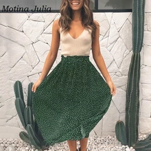 Motina Julia женские плиссированные юбки в горошек boho Пляжная Юбка-миди юбка с большим подолом