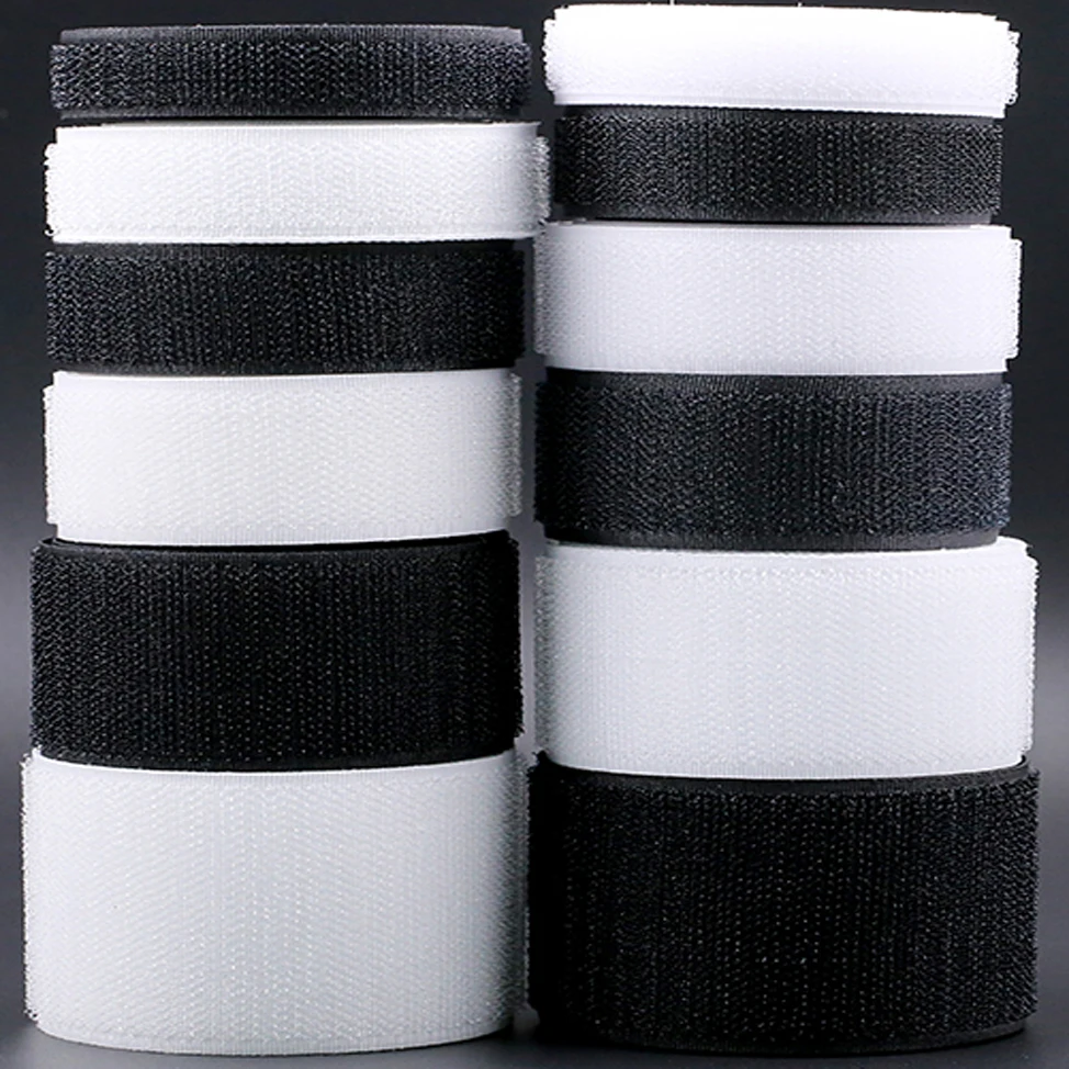 

1M Pair Hook and Loop fastener Tape No Glue the hooks velcros Sewing-on strips Magic tape DIY white black 16/20/25/30/38/50/100m