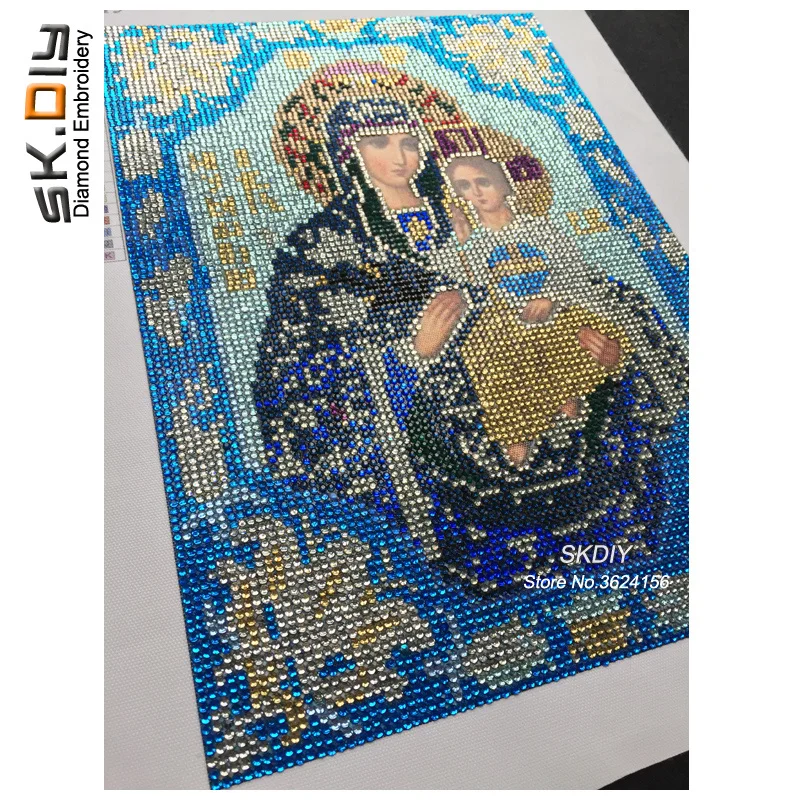 SK DIY иконы Theotokos смягчение злых сердец 5D алмазная вышивка религия Алмазный
