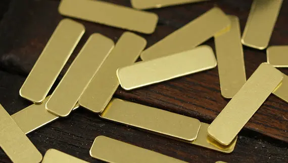 

100 Raw Brass Rectangle Stamping Blank (15x4 mm) pen 660-0