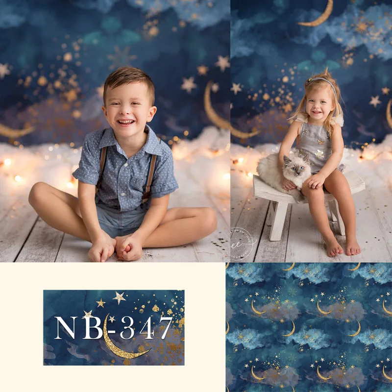 

Gold Moon Stars Flash Newborn Backdrop for Photography Baby Shower Birthday Party Photo Background for Children Backdrops Studio