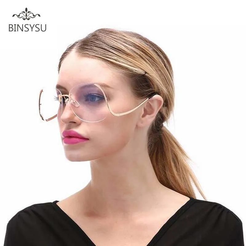 

New Fashion Trend Rimless Butterfly Style Gradient Sunglasses Women Cool Shape Brand Design Sun Glasses Oculos De Sol