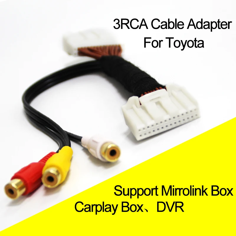Car 3RCA Cable Adapter For COROLLA REIZ CAMRY CROWN RAV4 PRADO DVD Navigation Headunit 28Pin Blue