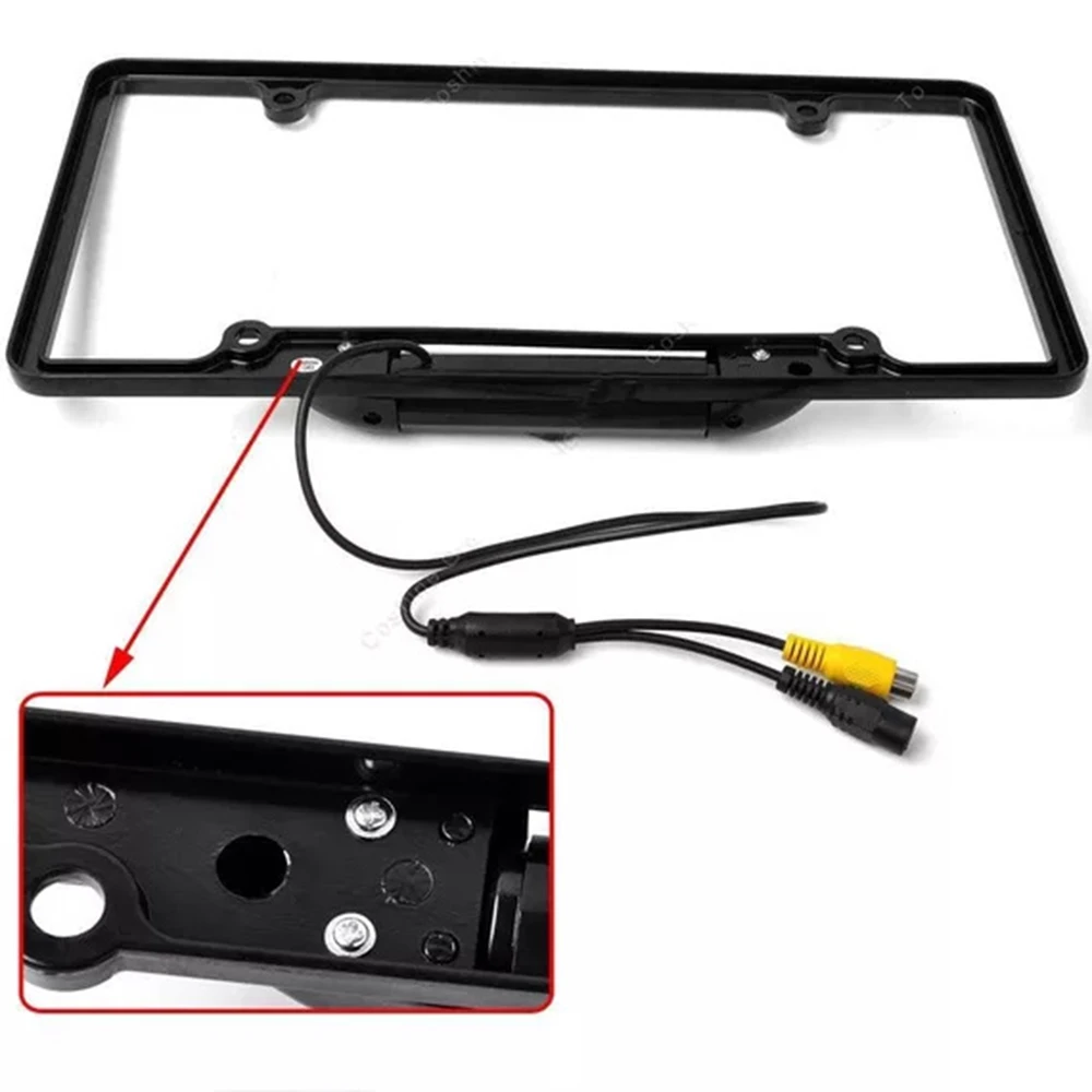 Car Rear View Backup Camera IR Night Vision US License Plate Frame CMOS Alloy Black Car Rear View Backup Camera IR Night Vision US License Plate Frame CMOS Alloy Black
