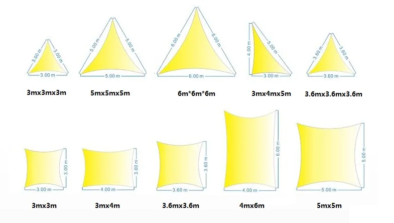 УФ Водонепроницаемый треугольники козырек от солнца паруса 3 м X 3 м X 3 м чистых тени тента открытый двор бассейн беседка навес затенение парк