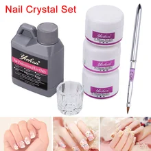Высокое качество Лидер продаж Акриловые ногтей DIY Kit жидкая пудра прозрачный белый розовый одноцветное Стекло Dappen инструмент для посуды