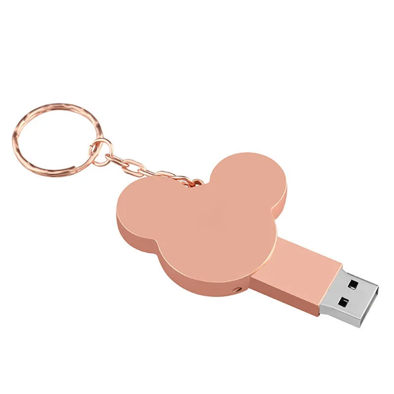 JASTER металлический в форме Микки usb флэш-накопитель карта памяти мультфильм с брелком Флешка 4 ГБ 8 ГБ 16 ГБ 32 ГБ 64 ГБ подарок; индивидуальный логотип - Цвет: Golden