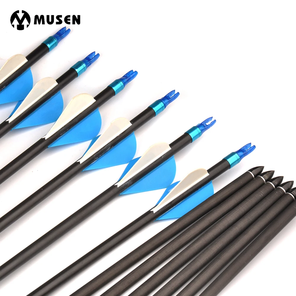 6/12/24pcs 32 Inches Spine 340 Pure Carbon Arrow Shaft with Replaceable