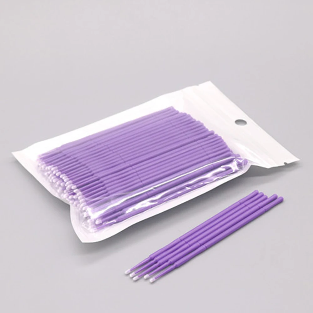 100Pcs Disposable Colorful Cotton Swabs Eyelash Cleaning Swab Stick Eyebrow Lip Eyelash Makeup Applicator Cleaner