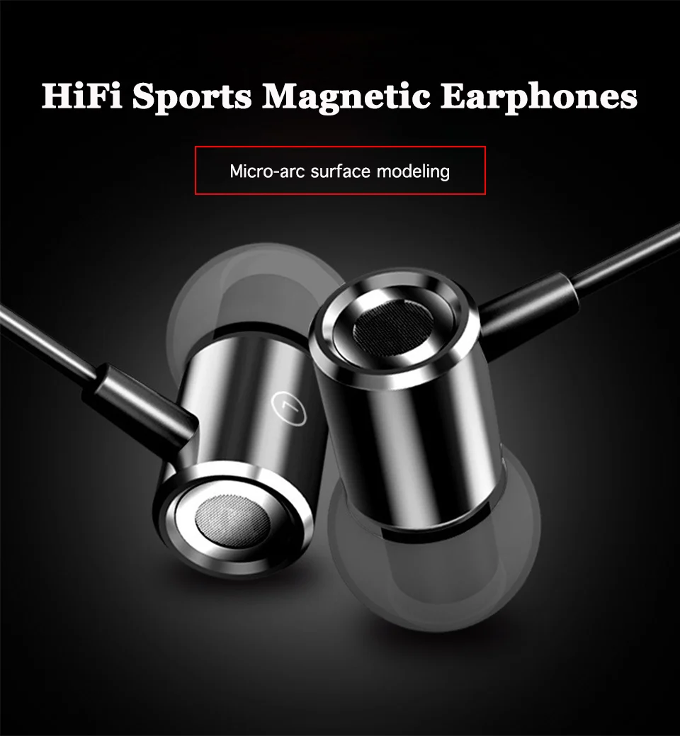 Sport Wired earphone for phone gaming headphones earphones in ear headphones bass with microphone for computer Magnetic  (5)