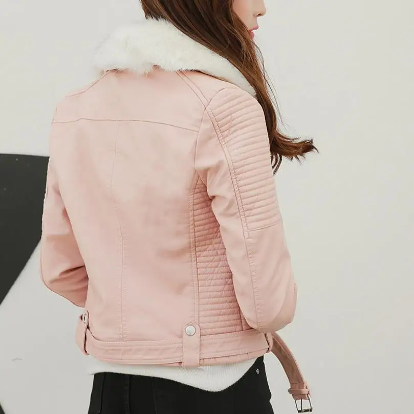 autumn winter new fashion Faux Leather PU jackets full sleeve short casual style Fur collar PU coats gx1167 drop shipping