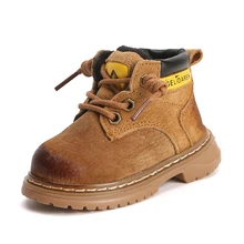 New 1-3 Years Old Kids Fashion Martin Boots Toddler Shoes Genuine Leather Mustard Boot Suede Moccasins Baby First Walkers