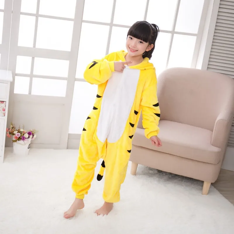 Детские пижамы с изображением тигра; фланелевые пижамы с капюшоном для косплея; пижамы для мальчиков и девочек; одежда для сна; детские рождественские пижамы