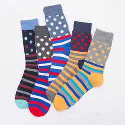2018new мужчин/женщин цвет хлопка happy sock горошек полосы шаблон harajuku дизайнер модный бренд высокого качества в стиле хип-хоп забавные sokken