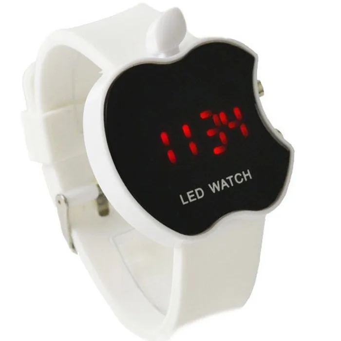 Женские светодиодный часы, модные часы в форме яблока, красочные силиконовые наручные часы Geneva, спортивные часы в стиле унисекс