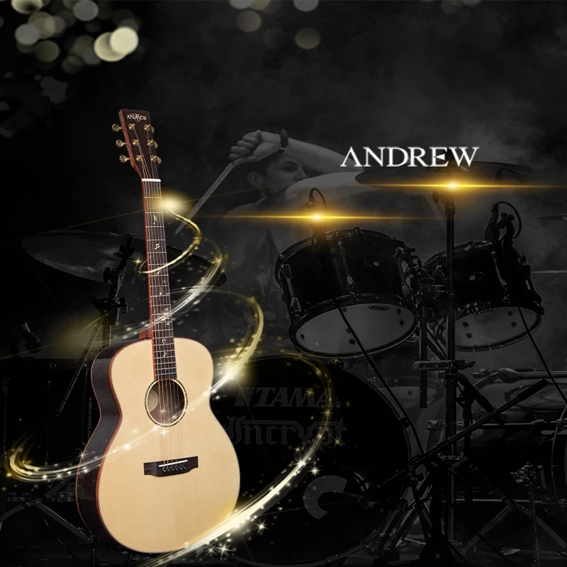 Andrew Профессиональное исполнение 36/40/41 дюйм(ов) все из массива дерева для игры в стиле фолк ель красное дерево акустическая гитара