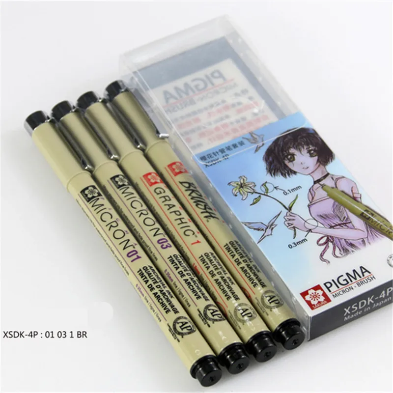 Sakura-顔料ペンセット,ドット付き,7個/4個セット,グラフィック