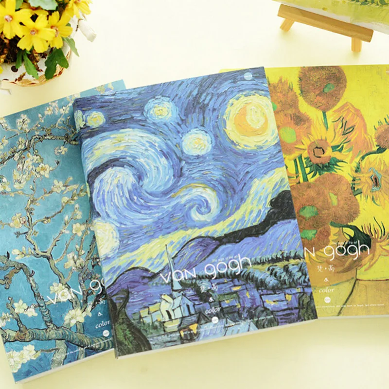 Von Gogh книга для рисования красивая книга для эскизов большой размер бумага для рисования А4 бумага для рисования классические граффити для детей школьные канцелярские принадлежности