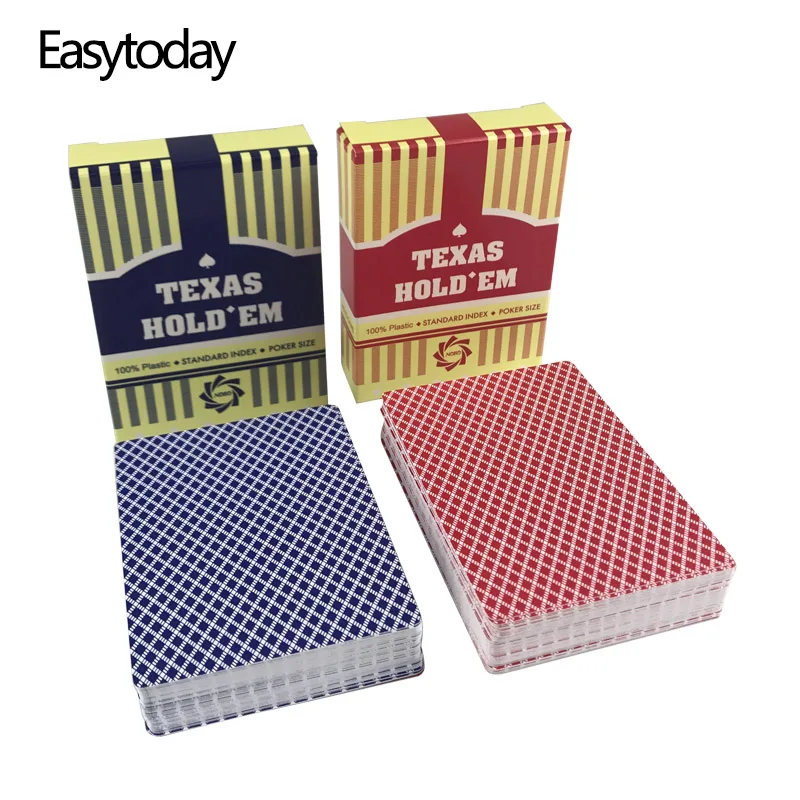 

Easytoday 2Pcs/Set PVC Poker Card Set Texas Waterproof Frosted Poker Cards Plastic Playing Cards Small Print Table Games