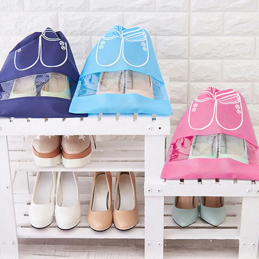 Non-woven Drawstring Harness Pocket Travel Shoes Storage Bag Window Shoe Boots Travel Dustproof Bag Household