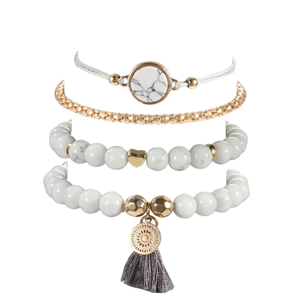 

Heart Of Love Marble Charm Bracelets For Women Bohemia Tassel Bracelet Jewelry