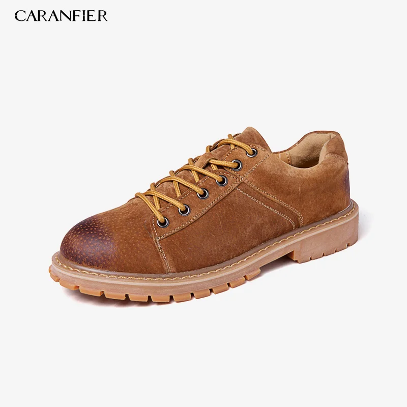 

CARANFIER Size 38~49 Full Grain Leather Men Boots Top Quality Handmade Plus Size 2018 Genuine Leather Hecrafted Brand Men Shoes
