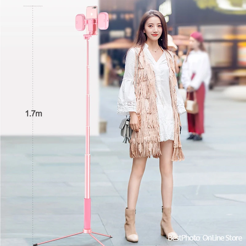  2019 new 1.7m Extendable live Tripod Selfie Stick LED Ring light Stand 4 in 1 With Monopod Phone Mo