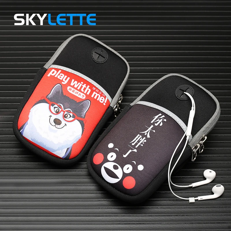 

4-6 inches Mobile Phone Arm Bag Size S L Cute Pattern Running Cycling Unisex Sports Arm Band For iPhone Samsung Xiaomi Huawei