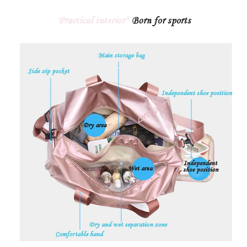 Модная спортивная сумка, женские дорожные сумки, сухая влажная разделенная сумка для спортзала, йоги, водонепроницаемая сумка, переносная многофункциональная сумка для багажа