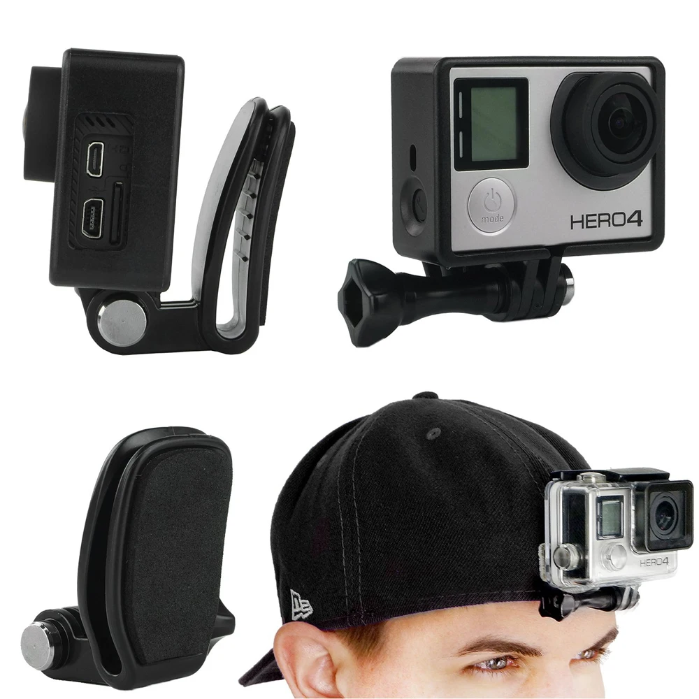 Gopro testa regolabile strap mount + cappello quick clip mount + zaino