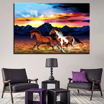 

1 Pcs HD Prints Sun Cloud Horses Running Canvas Pictures Wall Art Painting Home Decor Living Room Poster Painting Scandinavian