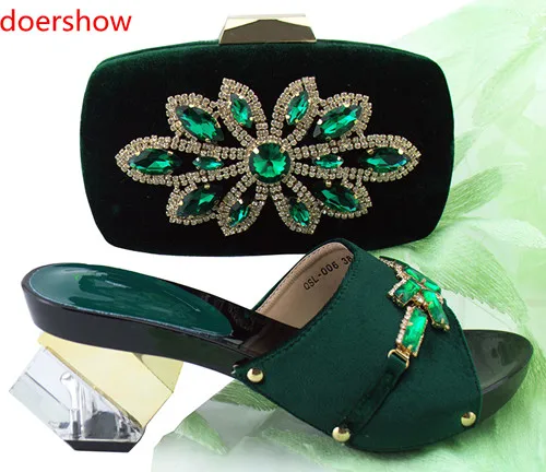 

doershow fashion style 2018 new coming Italian matching shoe and bag set african wedding teal shoe and bag sets for women!SH1-40