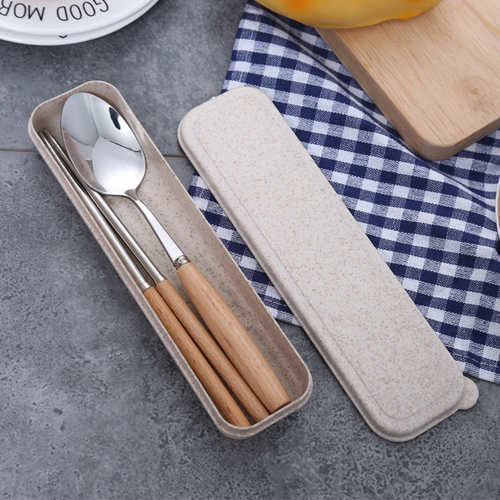 

1PC Tableware Set Wood Handle Spoon Stainless Steel Spoon/Fork/Knife/Chopsticks Cutlery Set Table Kit