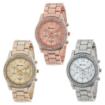 Women's Watches Relogio feminino Watch Faux Chronograph Quartz Plated Classic Round Ladies Woman Watches Crystals Montre Femme