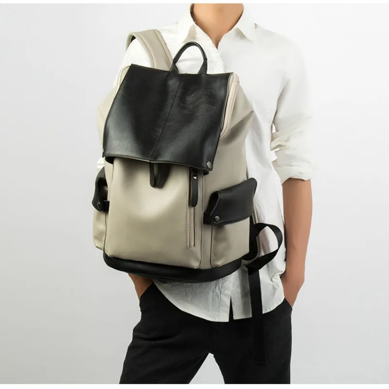 

Leather Backpack School College Bookbag Laptop Computer Backpack for Teenager Men Casual Daypacks Mochilas Hombre Para Tablets