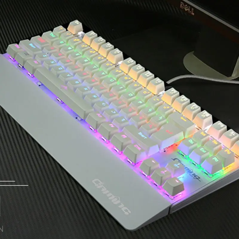 Mechanical Keyboard USB Wired Colorful LED Backlight 87 Keys Anti-Ghosting Gaming Accessories