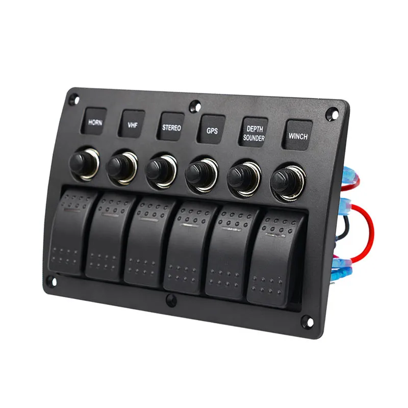 

12-24v Yacht Ship Car Universal Conversion 6 Gang Switch Combination Panel Cab Accessories M8617