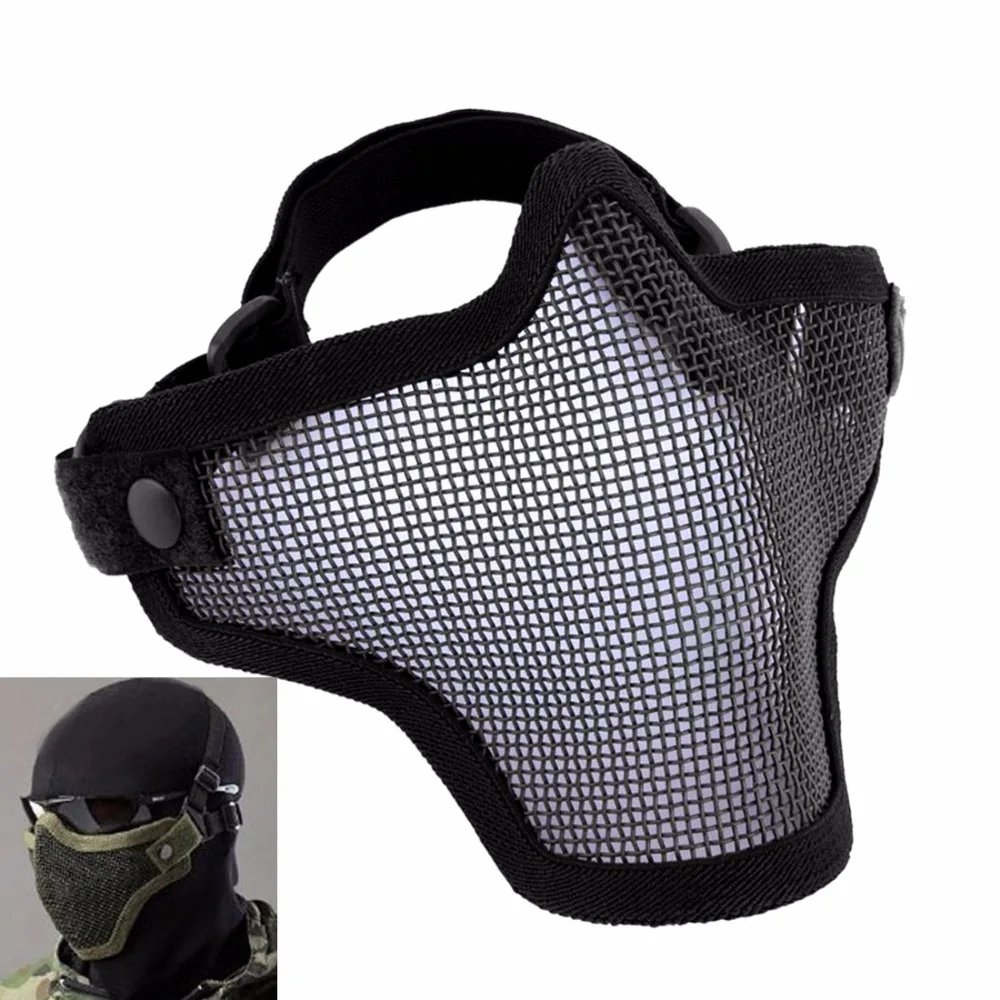 Airsoft Mask Tactical Helmet Half Lower Face Mesh Metal Steel Net CS GO