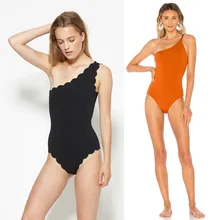 Сексуальный купальник на одно плечо Для женщин Цельный купальник на одно плечо Твердый Мягкий летний купальник Пляжная Монокини