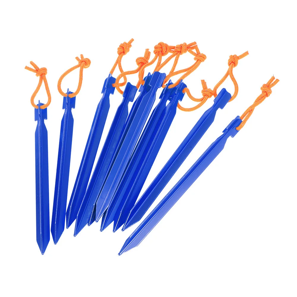 

TOMSHOO 10pcs/lot 18CM/7" V-shape Tent Peg Camping Tent Stake with Reflective Rope Outdoor Traveling Tent Building Accessories