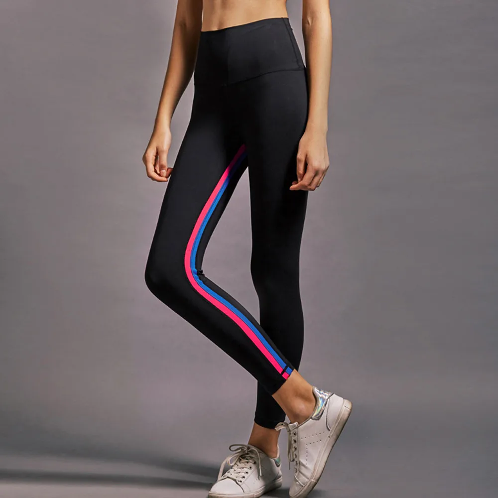 

Women Striped Hit Color Sports Gym Running Fitness Leggings Pants Workout trousers Slim flexible track Sweatpants Sportswear