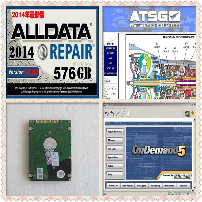 Горячие Sles Alldata Авто Ремонт программного обеспечения 10,53 Митчелл по требованию+ ATSG+ ElsaWin 5,2+ менеджер плюс+ грузовик 1 ТБ hdd с 8 программного обеспечения