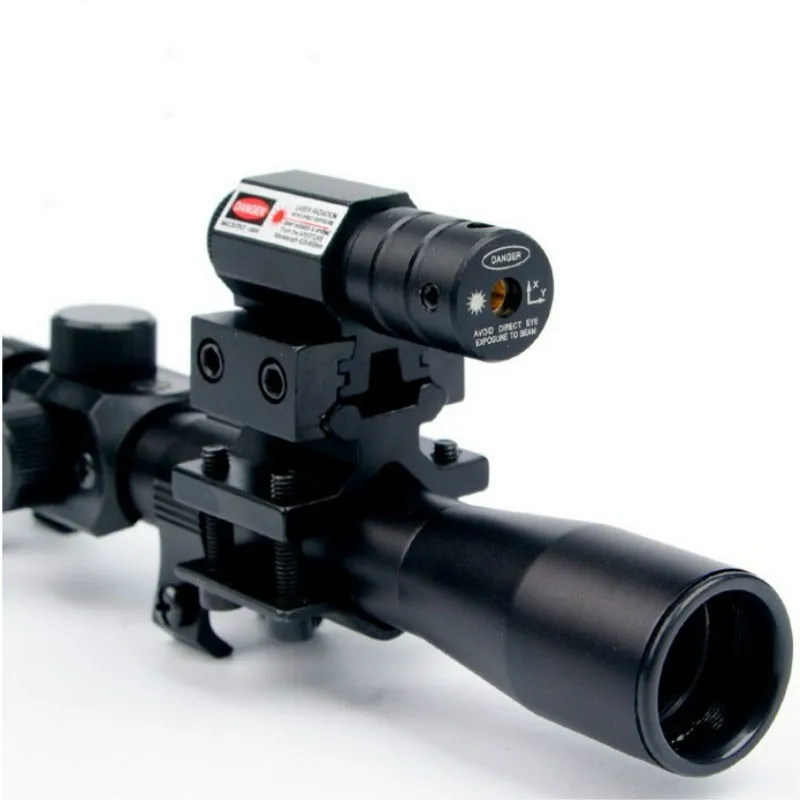 

4x20 Air Gun Optics Scope Red Laser Sight Combo of 11mm Mount for 22 Caliber Riflescope Crossbow Scope Airsoft Guns